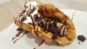 rolled ice cream in an egg waffle taco