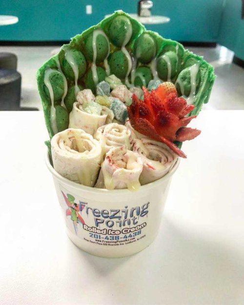 rolled ice cream in an egg waffle newark new jersey