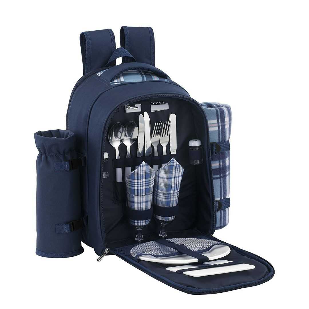 Picnic Backpack Hamper with Tableware & Fleece Blanket - Glutto Digest