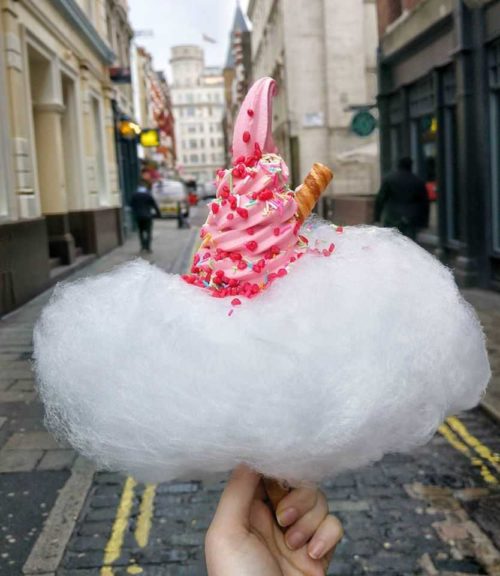 cotton candy-wrapped ice cream