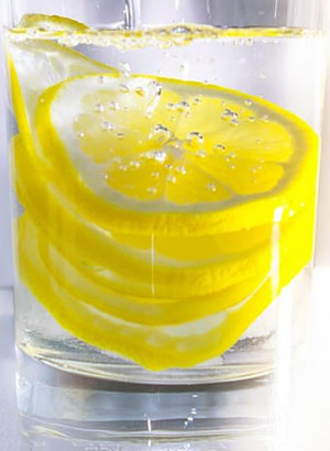 lemon infused water with lemon
