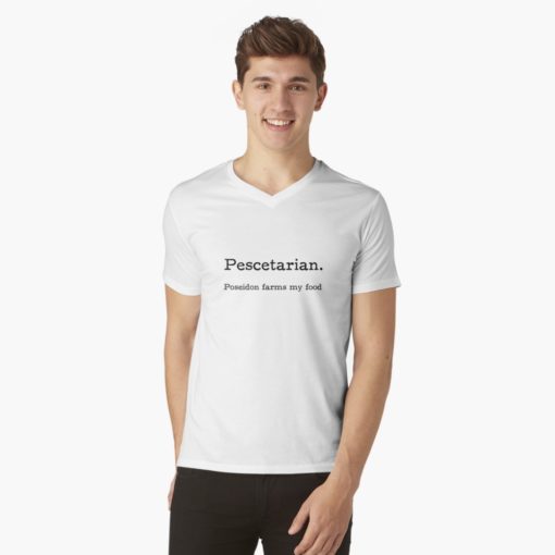 Pescetarian. Poseidon farms my food tee shirt