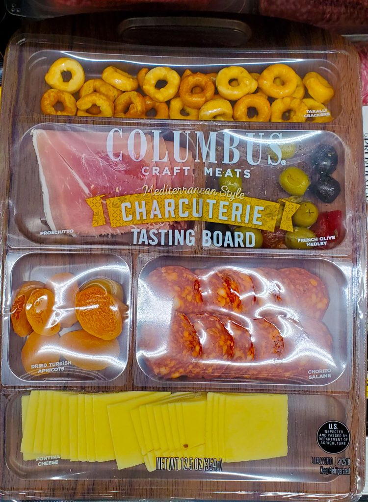 commercially packaged charcuterie platter