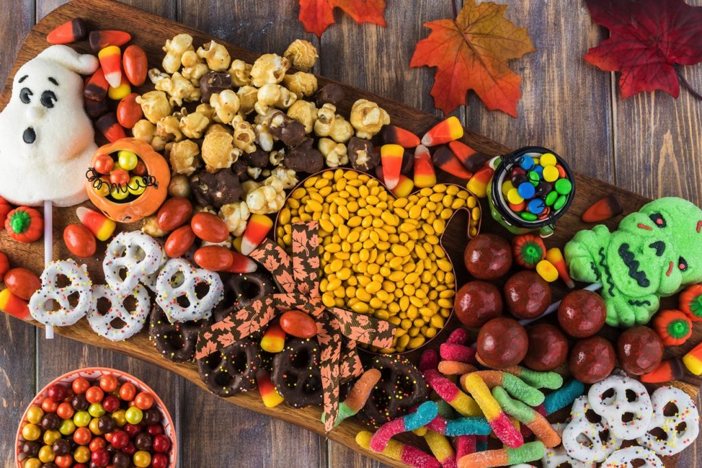 halloween charcuterie board food platter candies