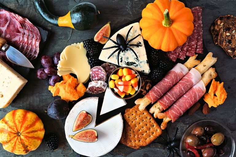 Halloween charcuterie board food platter meats