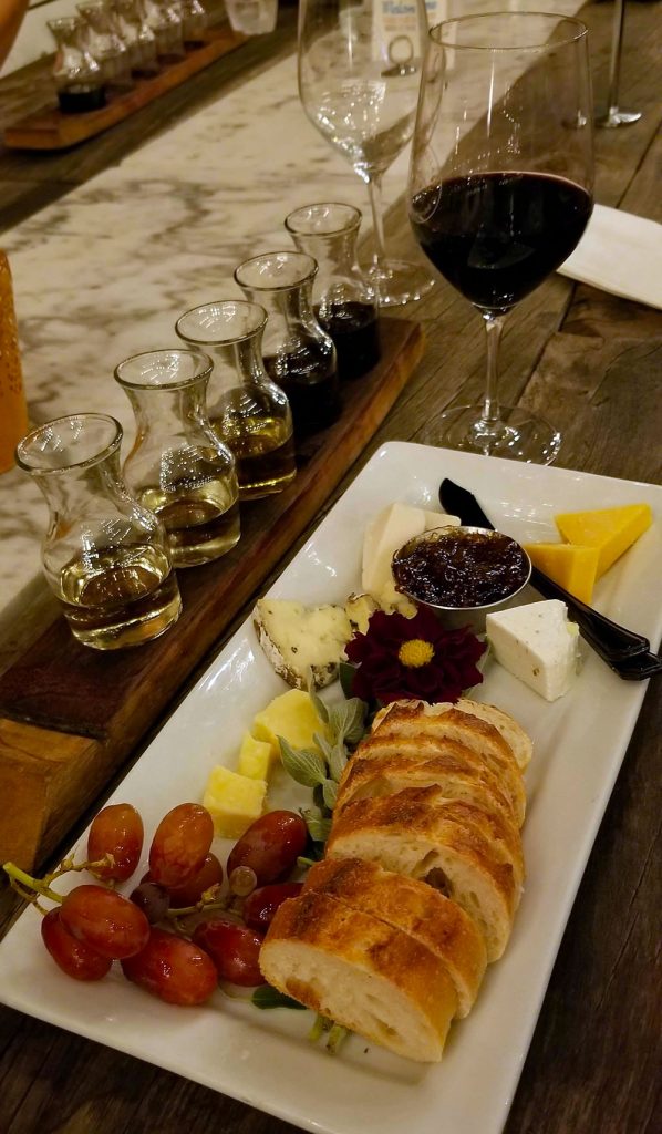 wine and cheese tasting plate