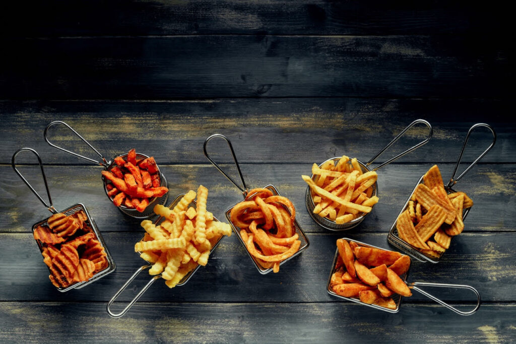 french fries types sweet potato crinkle wedges