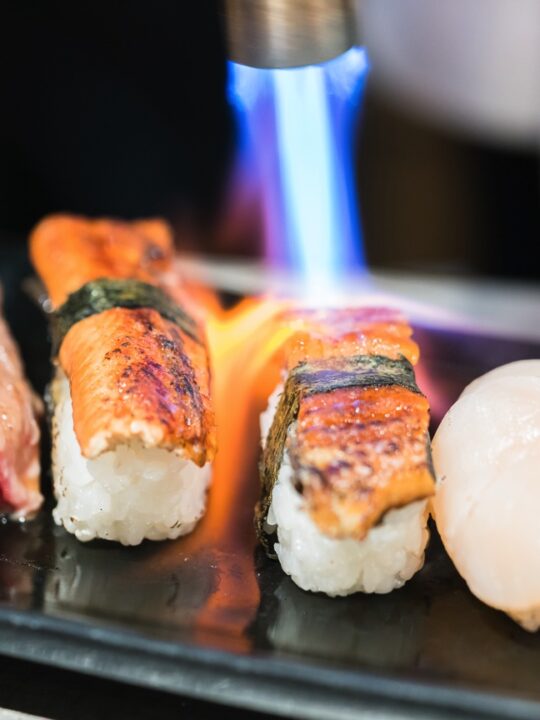 Easy Recipe NO OVEN BAKED SUSHI  HOW TO USE FLAME GUN OR TORCH +