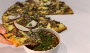 birria pizza Mexican consome