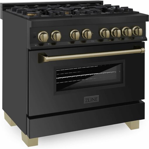 luxury dual fuel range and gas stove matte black bronze